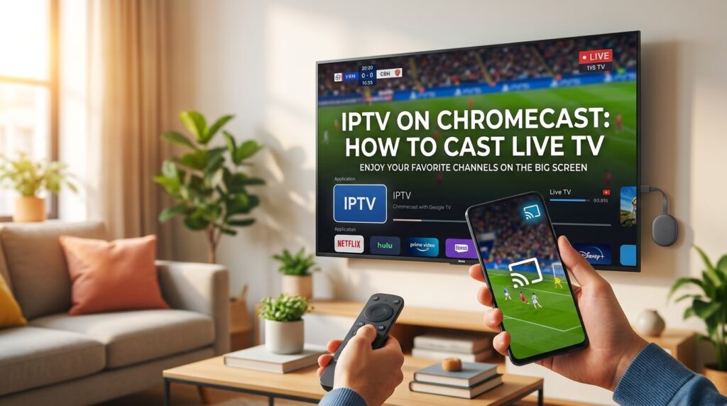 IPTV on Chromecast - How to Cast Live TV to Your TV Screen Watching live TV on a smartphone is convenient, but it doesn't always provide the best viewing experience. If you have a Chromecast, you can often move compatible IPTV content from your phone, tablet or computer to your television and enjoy live channels on a much larger screen. For people searching for IPTV on Chromecast, the setup can be straightforward once you understand the difference between Chromecast as a casting device and an IPTV service that actually provides the television content. Chromecast does not provide IPTV channels by itself. Instead, it allows compatible content to be cast to your TV. Depending on your device and Chromecast model, you can either cast IPTV from a compatible application or use a Chromecast with Google TV device to access supported applications directly. In this guide, you'll learn how IPTV works with Chromecast, what you need for the setup, how to cast live TV from different devices, how to troubleshoot common problems and how Chromecast compares with alternatives such as Firestick. If you're looking for an IPTV subscription for live TV and sports, you can also explore the available options from Sky Glass IPTV Store and check device compatibility before choosing a plan. Important: IPTV is a technology for delivering television content over the internet. Whether a particular service can legally distribute a specific channel or program depends on its licensing and broadcasting rights. Always use authorized services and applications. What Is IPTV and How Does Chromecast Work? Before setting up IPTV on Chromecast, it's useful to understand what each technology does. What Is IPTV? IPTV stands for Internet Protocol Television. It is a method of delivering television programming through an internet connection rather than traditional terrestrial, satellite or cable television infrastructure. An IPTV service can provide access to live television channels through a compatible application, web player or supported streaming device. Depending on the service, you may find different categories such as: Live TV Sports News Entertainment Movies International channels Kids' programming Other television content The available channels and features depend on the provider and the applicable broadcasting rights. What Is Chromecast? Chromecast is Google's technology for streaming or casting compatible content to a television. With a traditional Chromecast setup, you can use a phone, tablet or computer as the device controlling playback. The Chromecast receives compatible content and displays it on the connected TV. Newer Chromecast devices with Google TV provide a more complete TV experience because they have their own interface and remote and can support compatible applications directly. Can You Use IPTV With Chromecast? Yes, IPTV can work with Chromecast, but the exact method depends on your Chromecast model and the IPTV application or service you're using. There are generally two approaches: Cast IPTV from a phone, tablet or computer using an application or player that supports Chromecast. Use a Chromecast with Google TV or compatible Google TV device and install a supported IPTV application directly where available. Not every IPTV application supports Chromecast. Therefore, compatibility should always be checked before choosing a service or application. What You Need to Watch IPTV on Chromecast Setting up IPTV on Chromecast doesn't require complicated equipment. Your exact requirements depend on whether you're casting from another device or using Google TV directly. Chromecast or Compatible Google TV Device First, you'll need a Chromecast device or a compatible Google TV device connected to your television. Make sure the device is properly connected to the TV and configured according to Google's setup instructions. A Compatible IPTV Service You'll also need an IPTV service that provides a compatible viewing method. Some services may offer an official application, while others may support compatible third-party viewing methods. Always check the provider's current device and application support before subscribing. If you're considering a subscription, you can explore Sky Glass IPTV Store and check its current supported devices and service options. Stable Internet Connection Because IPTV relies on internet streaming, your connection needs to be reasonably stable. A high download speed is useful, but stability is also important. Wi-Fi interference, network congestion and multiple devices using the same connection can affect live streaming. Smartphone, Tablet or Computer If you're using a traditional casting setup, you'll need a phone, tablet or computer to send compatible IPTV content to your Chromecast. Android devices are particularly convenient for casting when the application supports Chromecast. iPhone and iPad users can also cast when the particular application provides Chromecast support. IPTV App or Web Player Finally, you need a compatible IPTV application or web player. The available options depend on your provider, device and operating system. Always use official applications or trusted sources whenever possible. How to Watch IPTV on Chromecast There are several ways to watch IPTV on Chromecast. The simplest method for many users is casting from a smartphone. Method 1: Cast IPTV From Your Android Phone If your IPTV application supports Chromecast, the process is usually simple. Step 1: Connect your Chromecast and Android phone to the same Wi-Fi network. Step 2: Open your compatible IPTV application. Step 3: Sign in to your authorized IPTV service if required. Step 4: Open the live TV section and select the channel you want to watch. Step 5: Look for the Cast icon within the application. Step 6: Tap the Cast icon and select your Chromecast device. Step 7: Wait for the connection to establish. The live TV content should then appear on your television. Your phone can usually function as the controller while the content is displayed on the TV. The exact menus and buttons can vary between IPTV applications, so don't worry if your app looks slightly different from these steps. Method 2: Cast IPTV From an iPhone or iPad iPhone and iPad users can also use Chromecast when the IPTV application supports it. Start by connecting your Apple device and Chromecast to the same Wi-Fi network. Then: Open the compatible IPTV application. Sign in if necessary. Select the live TV channel. Look for the Chromecast/Cast icon. Select your Chromecast device. Wait for the connection. Continue controlling playback from the application where supported. One important point is that AirPlay and Chromecast are different technologies. An application supporting AirPlay doesn't automatically mean it supports Chromecast. For iPhone users, always check that the particular IPTV application specifically supports Chromecast. Method 3: Cast IPTV From a Computer You can also cast supported IPTV content from a computer. If your IPTV provider offers a compatible web player, you may be able to use Google Chrome's casting functionality. A typical process is: Connect your computer and Chromecast to the same network. Open the supported IPTV web player in Chrome. Start the live TV channel. Open Chrome's Cast option. Select your Chromecast device. Choose the appropriate casting option. Watch the content on your TV. Browser-based casting can be useful if you prefer watching IPTV from a laptop or desktop instead of a phone. How to Install IPTV on Chromecast With Google TV If you have Chromecast with Google TV, your experience can be different from a traditional casting-only Chromecast. Because Google TV provides its own interface and remote, compatible applications can potentially be installed directly on the device. Step 1: Connect Chromecast With Google TV Connect the Chromecast with Google TV to an available HDMI port on your television. Follow the on-screen setup instructions and pair the remote if required. Step 2: Connect to Wi-Fi Connect the device to your home Wi-Fi network. For live TV streaming, choose a stable connection with good signal strength. Step 3: Find a Compatible IPTV App Use the Google TV interface to search for a compatible IPTV application. Application availability can change, and not every IPTV service supports every application. Step 4: Install the Official or Supported App Install the application through a trusted and supported source. Avoid downloading unknown APK files from suspicious websites simply because they claim to provide IPTV access. Step 5: Enter Your IPTV Service Details Open the application and follow the IPTV provider's official setup instructions. Depending on the service, you may need account credentials or another supported method of connecting your subscription. Step 6: Open Live TV Once the setup is complete, navigate to the live TV section. If an EPG is supported, you may also be able to browse upcoming programs and find live sports and other channels more easily. Chromecast vs Chromecast With Google TV for IPTV It's important not to treat all Chromecast devices as exactly the same. Feature Traditional Chromecast/Casting Chromecast With Google TV Cast from phone Yes Yes Dedicated remote Model-dependent Yes Standalone apps Limited Supported apps can be installed IPTV setup Usually casting-based Casting or compatible apps TV interface Limited Full Google TV interface Best suited for Simple casting More complete TV experience Which One Is Better for IPTV? If you already have a phone with a Chromecast-compatible IPTV application, traditional casting can be a simple solution. Chromecast with Google TV may be more convenient for users who prefer opening applications directly on their television and navigating with a remote. Neither option is universally better. Your decision should depend on your IPTV provider's compatibility, preferred setup and the way you normally watch television. Best IPTV Apps for Chromecast There isn't one IPTV application that is automatically best for every Chromecast user. The right app depends on your device, IPTV service and the features you need. What to Look for in an IPTV App When choosing an IPTV player or supported application, consider: Chromecast support Google TV compatibility Electronic Programme Guide Favorites Channel categories Playback controls Easy navigation Regular application updates Support for your IPTV provider's setup method For TV viewing, an interface designed for a large screen can make a significant difference. Why App Compatibility Matters An IPTV application may work well on Android phones but not necessarily provide the same experience on Google TV. Similarly, an application available on iPhone may not offer Chromecast casting. Before subscribing to an IPTV service, check whether the service officially supports your particular device and preferred viewing method. How to Cast Live TV From IPTV to Chromecast If your IPTV application supports Chromecast, casting live TV can usually be completed in a few steps. Quick Setup Connect Chromecast to your television. Connect your phone and Chromecast to the same Wi-Fi network. Open your Chromecast-compatible IPTV application. Select a live TV channel. Tap the Cast icon. Select your Chromecast device. Wait for the connection. The live channel should appear on your TV. Your phone can then act as the controller where supported. What If There Is No Cast Button? If you don't see a Cast button, there are several possible reasons. The IPTV application may not support Chromecast. Your phone and Chromecast may also be connected to different Wi-Fi networks. Other possibilities include: Chromecast isn't properly connected. The application needs an update. Network permissions are preventing device discovery. The particular content isn't compatible with casting. Try restarting the application and checking the network connection before troubleshooting further. How to Watch Live Sports and Football on Chromecast One of the main reasons people search for IPTV on Chromecast is live sports. Watching football on a large TV is considerably more enjoyable than watching a match on a small phone screen, particularly when multiple people are watching together. Depending on the authorized service and available broadcasting rights, live sports programming may include: Football Champions League Premier League International football Other sports competitions Sports news and analysis However, sports availability varies by country and provider. A service advertising sports channels doesn't necessarily mean it has the rights to every competition. Always check the current channel lineup and applicable broadcasting rights. For readers specifically interested in Champions League coverage, our guide to Champions League live streaming can provide additional information about choosing a suitable streaming option. IPTV on Chromecast for Different Devices Your casting experience can vary depending on which device you use. Android Phone to Chromecast Android is often a convenient option because many applications provide native Chromecast support. Connect the phone and Chromecast to the same network, open the compatible application and select the Cast icon. iPhone to Chromecast iPhone users can also cast IPTV content when the application specifically supports Chromecast. Remember that Chromecast and AirPlay are separate technologies, so check the application's compatibility before assuming it will work. Windows PC to Chromecast Windows users can potentially cast compatible IPTV web content through Google Chrome. This can be useful when the IPTV provider offers an official web player. Mac to Chromecast Mac users can similarly use supported Chrome-based casting methods where available. Tablet to Chromecast Android tablets and iPads can provide a larger portable screen while still allowing compatible content to be cast to the television. Common IPTV Chromecast Problems and How to Fix Them Even when everything is configured correctly, you may occasionally encounter problems. Chromecast Is Not Showing in the IPTV App If your Chromecast doesn't appear, check the following: Make sure both devices use the same Wi-Fi network. Restart the IPTV application. Restart Chromecast. Restart your phone or tablet. Check for application updates. Make sure the application supports Chromecast. If the issue continues, check the application's official support information. IPTV Keeps Buffering Buffering can be caused by several factors. Common causes include: Weak Wi-Fi Network congestion Too many connected devices Router problems Provider-side issues High streaming quality Try reducing network activity, moving closer to your router or using a stronger connection. IPTV Works on Phone but Not on TV This often indicates a compatibility issue. Your IPTV app may work perfectly on your phone but lack Chromecast support. Check whether: The app supports Chromecast. Your Chromecast model is supported. The IPTV service provides another compatible viewing method. Your Google TV device supports the relevant application. No Sound on Chromecast If video appears but there is no audio, check your television volume and audio output settings. You can also try stopping and restarting the cast session. If the issue occurs only with one application, check that application's support documentation. Video Quality Is Poor Poor picture quality can be caused by your connection, device or the source itself. Check: Internet stability Available stream quality TV resolution Chromecast settings Network congestion Remember that Chromecast cannot create higher-quality video than the original stream provides. Chromecast Disconnects During Playback Frequent disconnections may be related to Wi-Fi stability or network congestion. Restart the Chromecast and router, check your network and make sure the streaming device is receiving a strong signal. How Much Internet Speed Do You Need for IPTV on Chromecast? There isn't one universal internet-speed requirement for IPTV because different services use different video compression and streaming bitrates. In general, higher-quality video requires more bandwidth than lower-quality video. For example, 4K streaming normally requires substantially more bandwidth than standard-definition video. Your actual experience also depends on: Wi-Fi signal strength Router quality Distance from the router Number of connected devices Network congestion Video resolution Streaming provider A stable connection is particularly important for live TV. Even a fast internet connection can perform poorly if the Wi-Fi signal is inconsistent. For the best experience, use a reliable broadband connection and reduce unnecessary network traffic while watching important live events. Is IPTV on Chromecast Legal? Chromecast is a legitimate streaming technology, and IPTV is a legitimate method of delivering television content over the internet. The important question is whether a particular service has the necessary authorization to distribute the content it provides. For example, a provider may offer a technology that streams television channels, but it needs appropriate rights to distribute copyrighted broadcasts. When choosing an IPTV service: Check the provider's terms. Verify its available channels. Check broadcasting rights in your country. Use official applications where possible. Avoid services that clearly advertise unauthorized access to copyrighted content. The legality of specific broadcasts can vary by country, so viewers should make sure their chosen service is authorized for the content they want to watch. IPTV on Chromecast vs Firestick Chromecast and Firestick are both popular ways to expand the streaming capabilities of a television. Feature Chromecast Firestick Casting from phone Strong Supported depending on app/device Dedicated remote Model-dependent Yes App ecosystem Google TV/Android TV models Fire TV IPTV setup Casting or compatible apps Compatible apps Best for Casting and Google ecosystem Dedicated app-based TV experience Which Is Better for IPTV? Chromecast can be particularly convenient if you frequently cast content from your smartphone. A Firestick may be more appealing if you prefer a dedicated Fire TV interface and remote-controlled application experience. Neither device is automatically the best choice for everyone. The most important factor is whether your IPTV provider officially supports the device and application you want to use. If you're interested in using IPTV on a Firestick instead, check the provider's Firestick compatibility and setup instructions before purchasing a subscription. Why Choose Sky Glass IPTV Store for Live TV Streaming? If you're looking for an IPTV subscription for live TV and sports, Sky Glass IPTV Store is one option you can investigate. The important step is to check the service's current channel lineup, supported devices and available subscription options before ordering. Depending on the current service offering, users may be interested in features such as: Live television channels Sports programming Entertainment channels Device compatibility Subscription options Customer support Available trial options If you plan to use Chromecast specifically, confirm the current Chromecast or Google TV compatibility before subscribing. The best IPTV service isn't necessarily the one advertising the largest number of channels. It should be a service that provides the content you actually want, works with your preferred device and offers clear information about its service. For readers ready to compare available options, explore the IPTV subscription plans offered by Sky Glass IPTV Store and select a package that matches your viewing needs. Frequently Asked Questions Can I use IPTV on Chromecast? Yes. You can use IPTV with Chromecast when your IPTV application or viewing method supports Chromecast casting. Chromecast with Google TV can also support compatible applications directly. How do I cast IPTV from my phone to my TV? Connect your phone and Chromecast to the same Wi-Fi network, open a Chromecast-compatible IPTV application, select a live TV channel, tap the Cast icon and choose your Chromecast device. Can I install IPTV directly on Chromecast? It depends on the Chromecast model. Traditional Chromecast devices are primarily designed for casting from another device. Chromecast with Google TV provides a TV interface where compatible applications can be installed. Can I watch IPTV on Chromecast from an iPhone? Yes, provided that the IPTV application supports Chromecast. Not every iPhone IPTV application has Chromecast functionality. Can I watch IPTV on Chromecast from Android? Yes. Android phones can cast compatible IPTV content to Chromecast when the application supports the Cast feature. Why isn't Chromecast showing in my IPTV app? Check that your phone and Chromecast are connected to the same Wi-Fi network. You should also check application compatibility, update the app and restart both devices. Can I watch live football on Chromecast? Yes, compatible live sports services can be cast to Chromecast. However, football availability depends on the provider and the broadcasting rights in your region. Is Chromecast good for IPTV? Chromecast can be a convenient IPTV option, especially if you prefer controlling television content from your smartphone. Chromecast with Google TV can provide additional flexibility through its TV interface and supported applications. Which is better for IPTV: Chromecast or Firestick? It depends on your preferred setup. Chromecast is particularly convenient for casting from mobile devices, while Firestick offers a dedicated Fire TV interface and remote. Always check your IPTV provider's supported devices before choosing. Explore IPTV Plans for Chromecast-Compatible Live TV